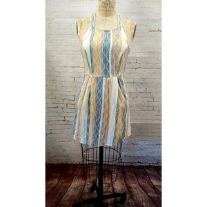 Oniell Dress Womens Size Small S Striped Argyle Racerback Fit Flare Blue Tan